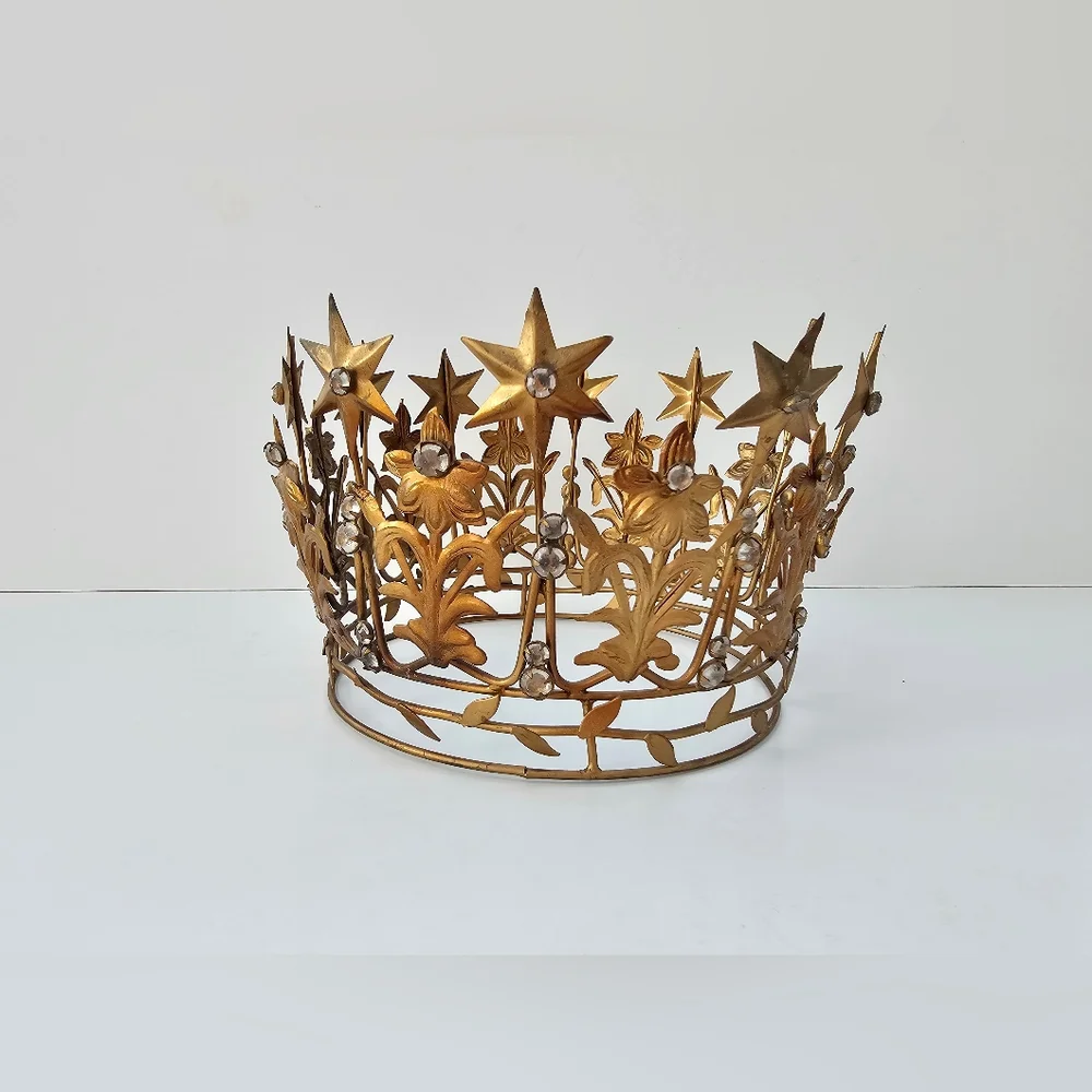 Anthropologie Vintage Style French Crown Starry Corona Santos Terrain Gold